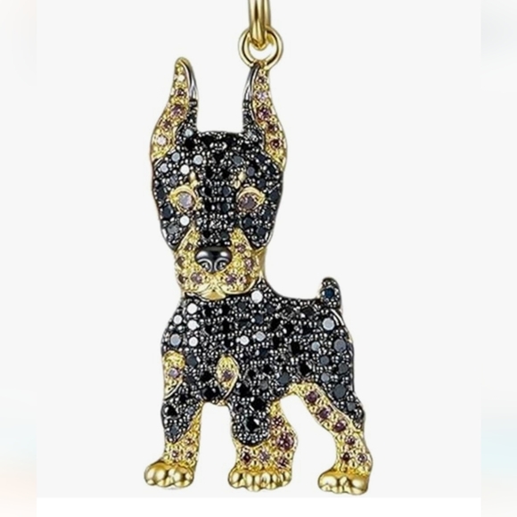 NEW! Cubic Zirconia Doberman Keychain/Bag 🎒👜 Charm & Jewelry Pendant ~ 🐾 🐕 - Picture 7 of 14